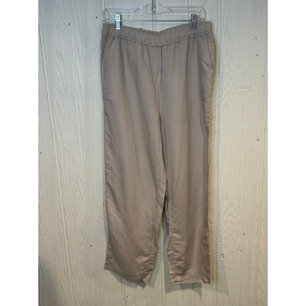 H&M Beige Linen Blend Ankle Cropped wide Pants Size M